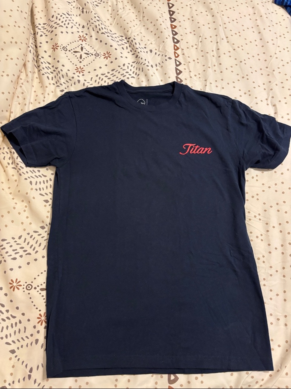 Titan Navy Crewneck T-Shirt with Red Logo